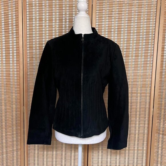 Bernardo black suede, 100% genuine leather moto jacket with pockets - Picture 1 of 5